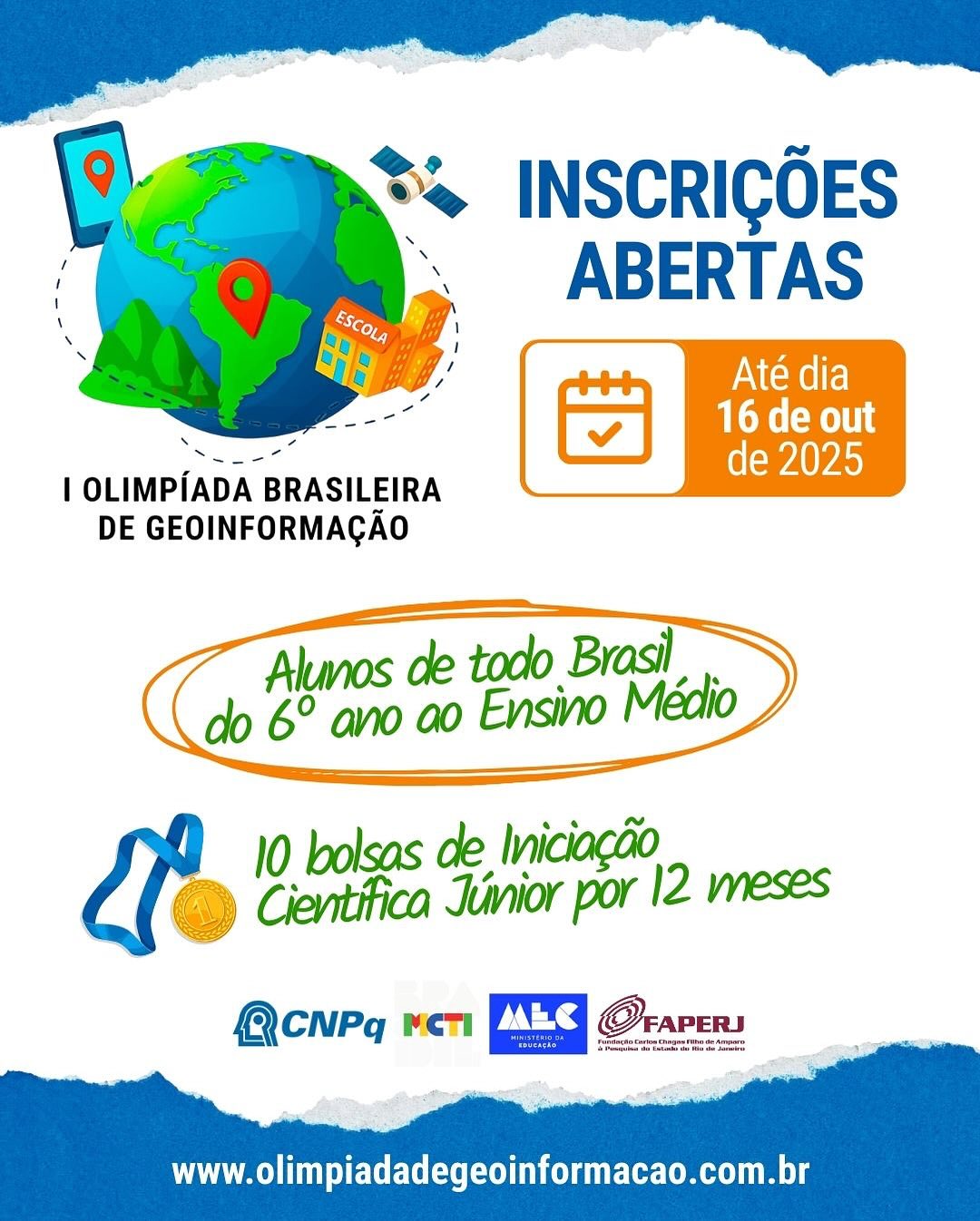 Inscrições Abertas para as primeiras Olimpíadas Brasileiras de Geoinformação